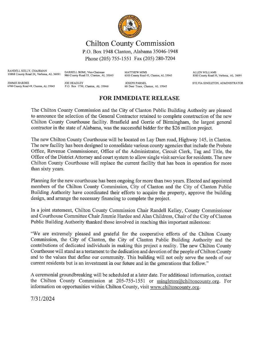 New Courthouse Press Release